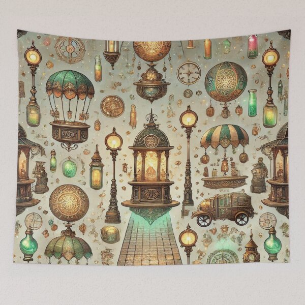 Item preview, Steampunk Lanterns and Airships in a Dreamlike Display designed and sold by TeslaSt0re.