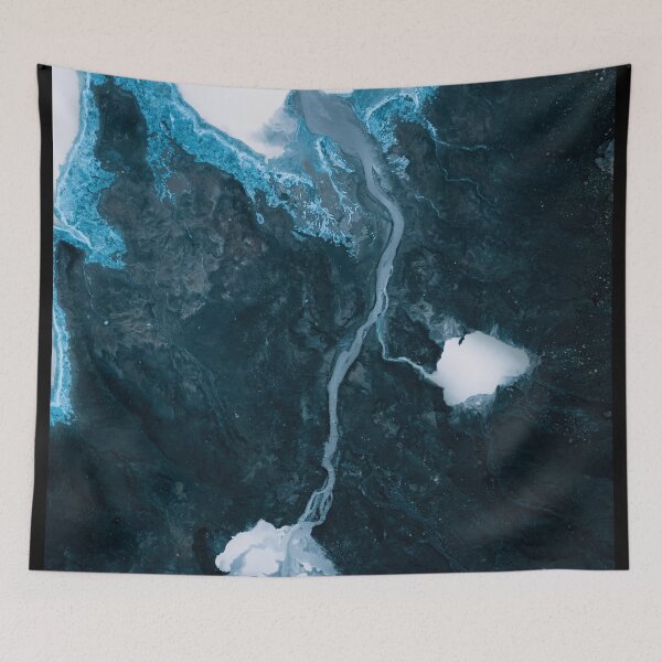 Item preview, Aerial View Of Frozen Landscape With Blue And White Hues In Iceland - Landscape Photography designed and sold by regnumsaturni.