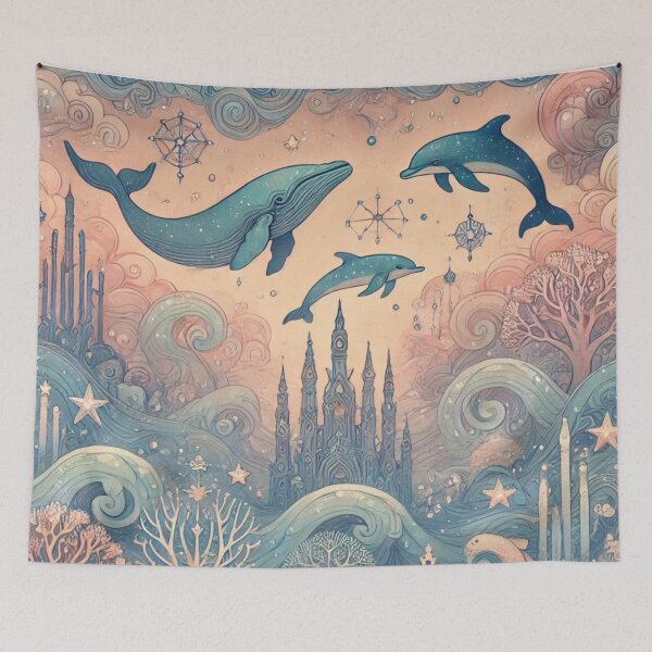 Item preview, Whales and Dolphins in an Enchanted Underwater World designed and sold by TeslaSt0re.