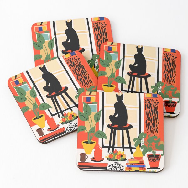 Item preview, Matisse Inspired Cat and Plants - Floral Painting designed and sold by regnumsaturni.