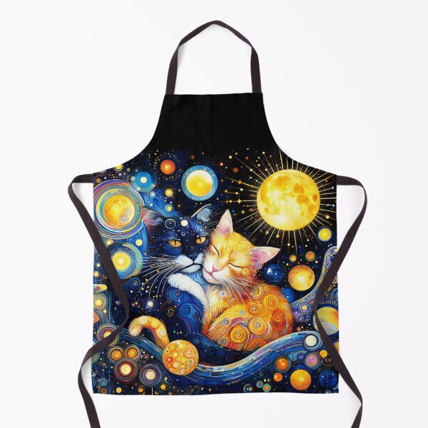 Item preview, Cats embrace in Klimt style - black and a red cats love under celestial sky designed and sold by EmeraldeaArt.