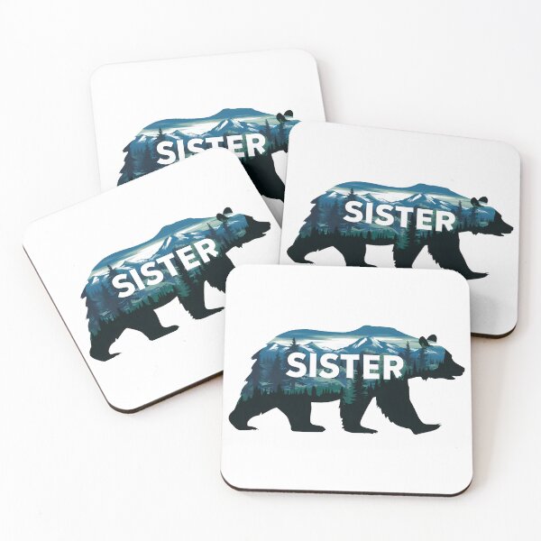 Item preview, Cute Sister Bear With Winter Adventure Mountains  designed and sold by PlanetMarker.