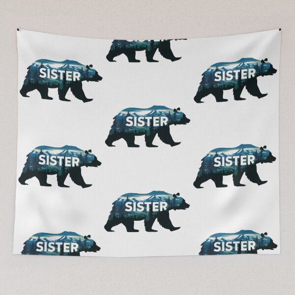 Item preview, Cute Sister Bear With Winter Adventure Mountains  designed and sold by PlanetMarker.
