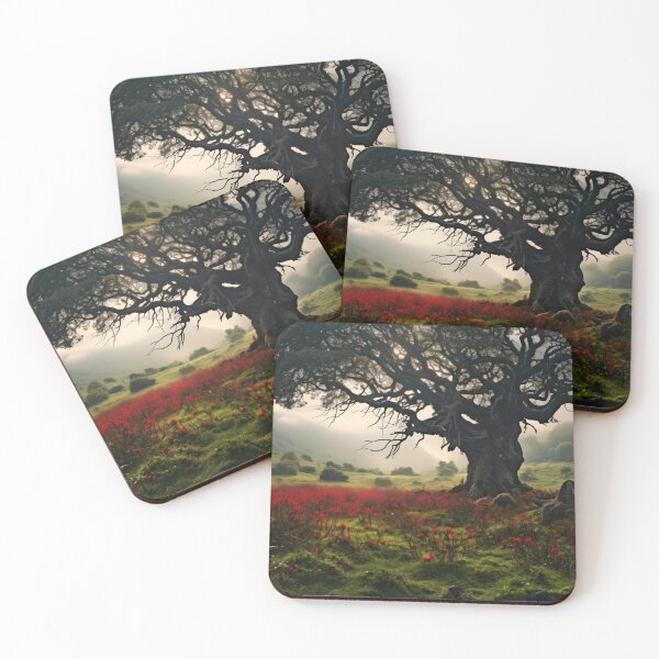 Item preview, Lonely tree at sunset and mountains - Landscape photo designed and sold by TheArtistOf2022.