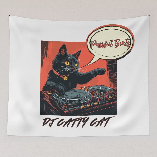 Item preview, DJ Catty Cat with Purrfect Beats designed and sold by Enea Kelo.