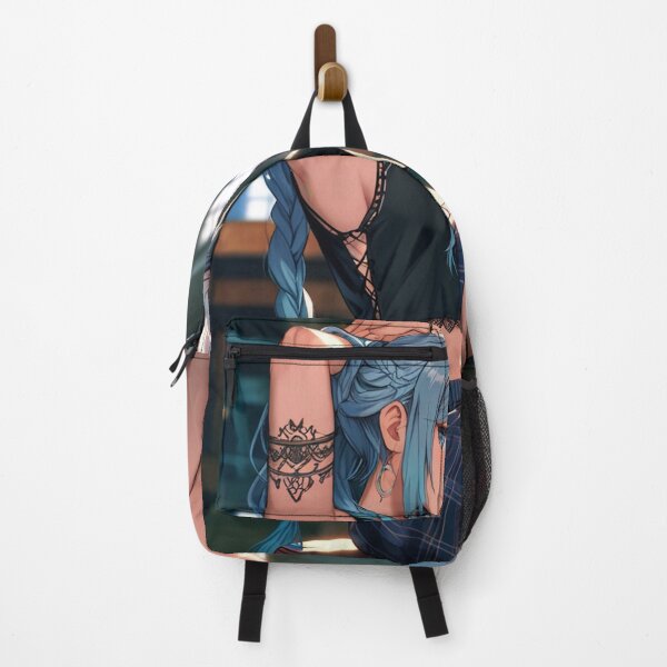 Item preview, Beautiful blue haired Tattooed Anime Manga Girl in sleeveless top designed and sold by Vintage Designs +.