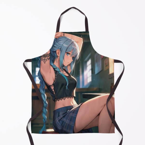 Item preview, Beautiful blue haired Tattooed Anime Manga Girl in sleeveless top designed and sold by Vintage Designs +.