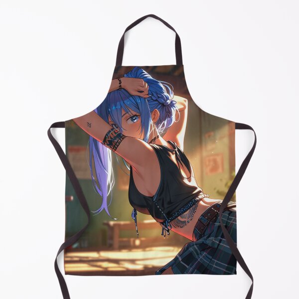 Item preview, Beautiful blue haired Tattooed Anime Manga Girl in sleeveless top designed and sold by Vintage Designs +.