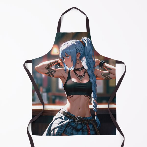 Item preview, Beautiful blue haired Tattooed Anime Manga Girl in sleeveless top designed and sold by Vintage Designs +.