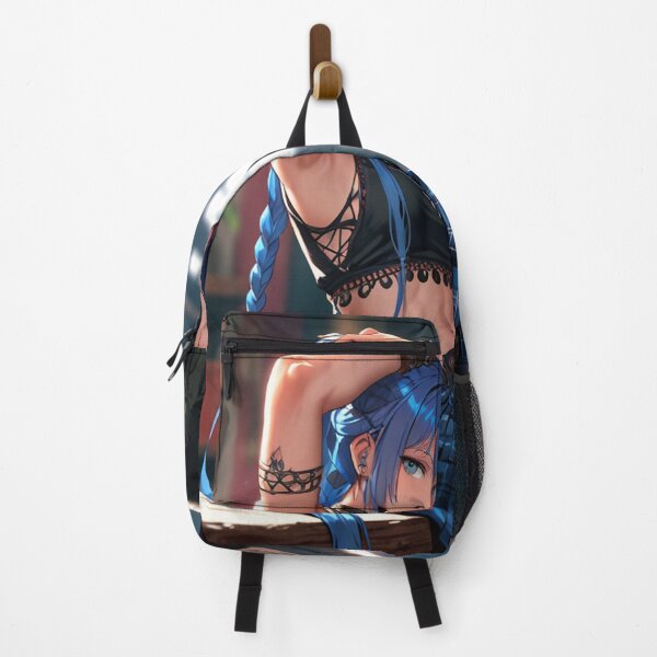 Item preview, Beautiful blue haired Tattooed Anime Manga Girl in sleeveless top designed and sold by Vintage Designs +.