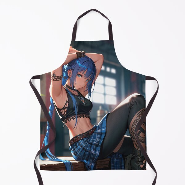 Item preview, Beautiful blue haired Tattooed Anime Manga Girl in sleeveless top designed and sold by Vintage Designs +.