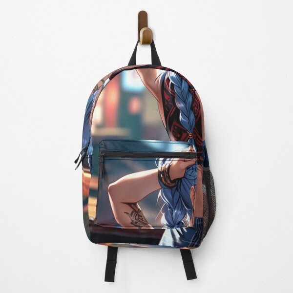 Item preview, Beautiful blue haired Tattooed Anime Manga Girl in sleeveless top designed and sold by Vintage Designs +.