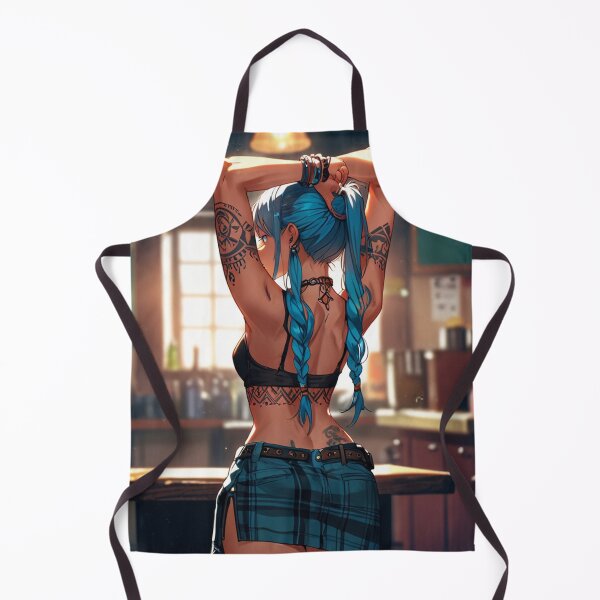 Item preview, Beautiful blue haired Tattooed Anime Manga Girl in sleeveless top designed and sold by Vintage Designs +.