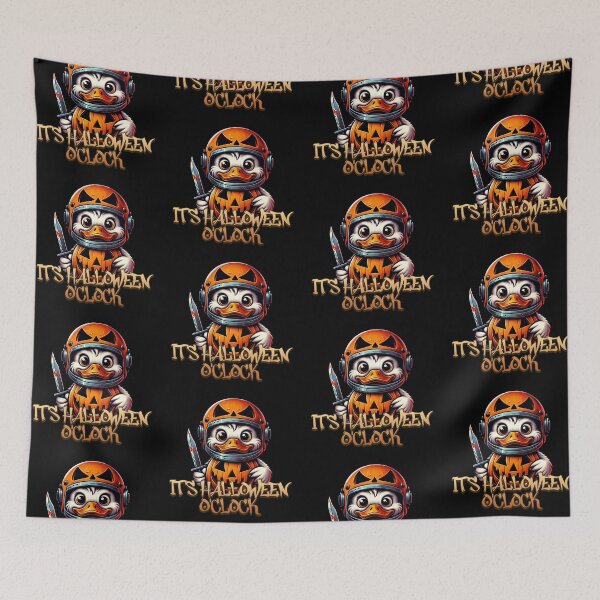 Item preview, Duck Halloween with knife, saying and pumpkin designed and sold by FunnyDsgn.