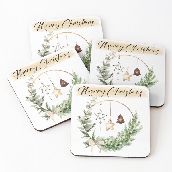Item preview, Merry Christmas Boho Xmas Wreath with decorations designed and sold by Chestnut Falls Studio.