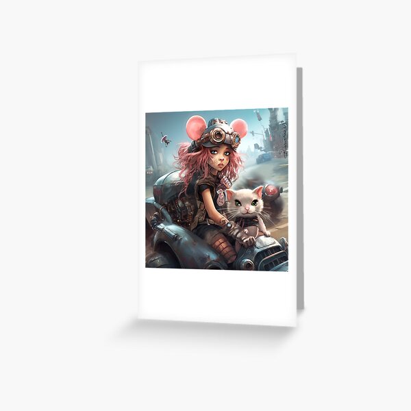Rat Girl Racer from Rat Gang Crew and the Broken City by iServalan Greeting Card
