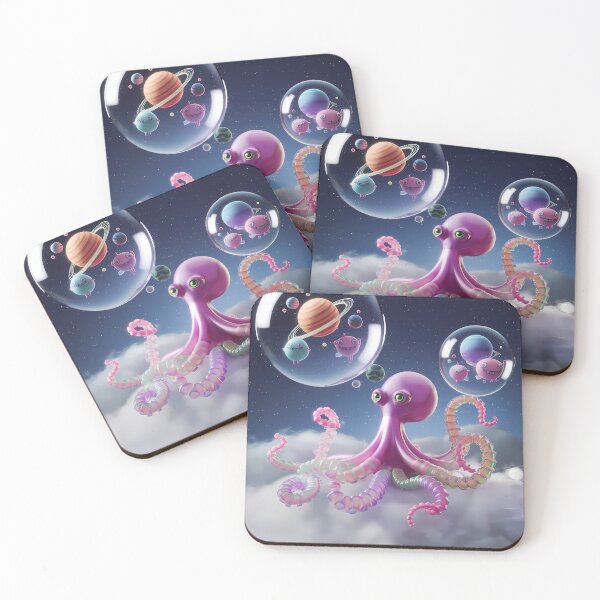 Item preview, Cosmic Octopus Floating Amongst Planets Surreal Art Design designed and sold by ART ATTACK ZONE.