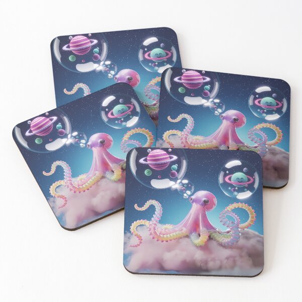 Item preview, Space Octopus Floating Amongst Planets Surreal Art Design designed and sold by ART ATTACK ZONE.
