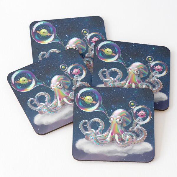 Item preview, Fantasy Octopus Floating Amongst Planets Surreal Art Design designed and sold by ART ATTACK ZONE.