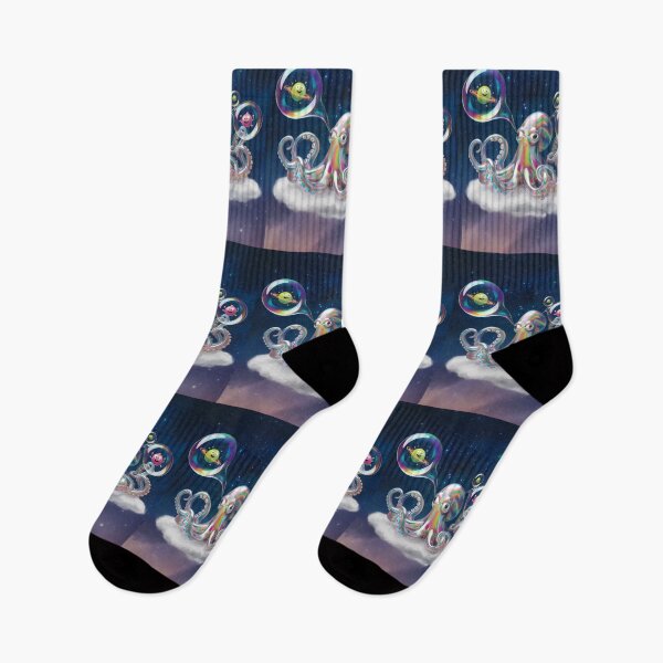 Item preview, Fantasy Octopus Floating Amongst Planets Surreal Art Design designed and sold by ART ATTACK ZONE.