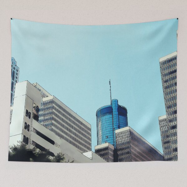 Item preview, Atlanta Skyline with Westin Tower - Vintage Urban Illustration Wall Art Print designed and sold by FraireDesign.