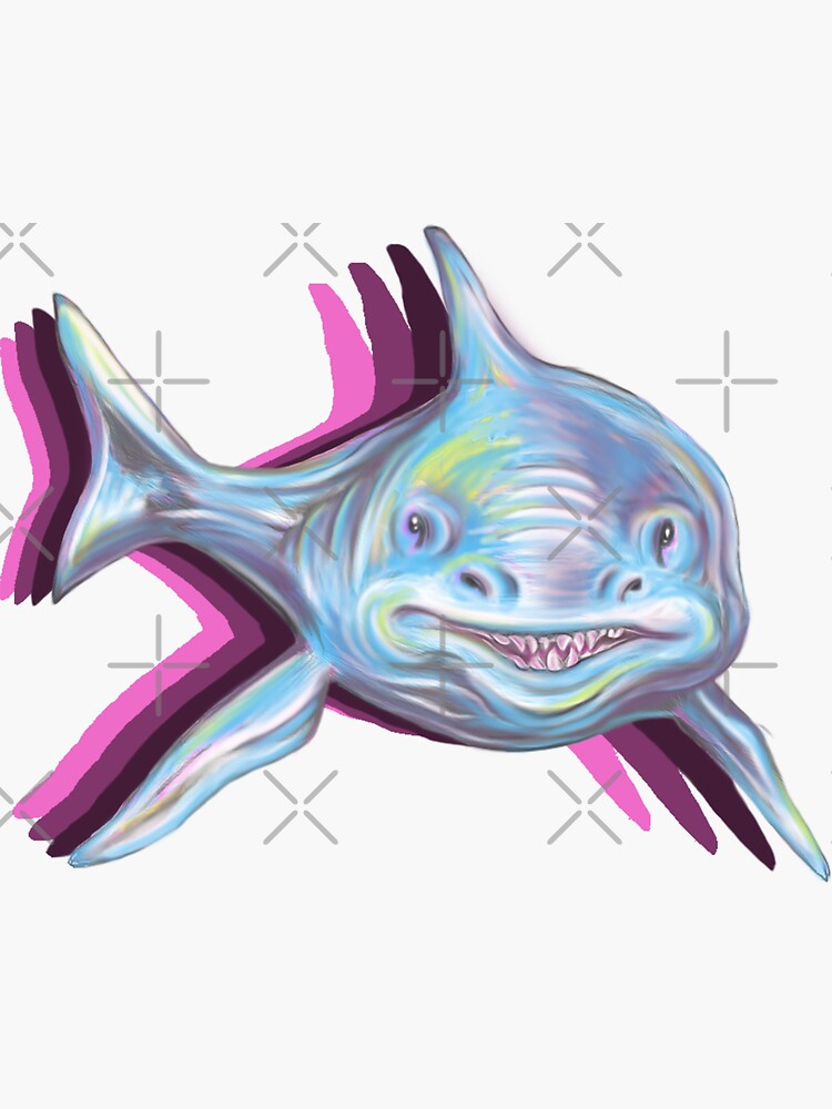Thumbnail 3 of 3, Sticker, Mischievous Shark designed and sold by snohock.