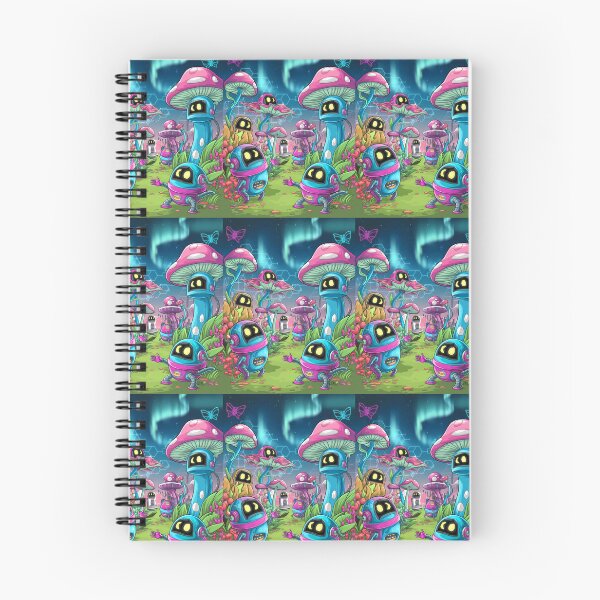 Item preview, Nature Cute Robots Exploring Mushroom Wonderland Illustration Art designed and sold by ART ATTACK ZONE.