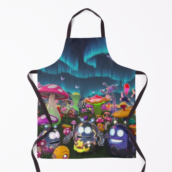 Item preview, Fantasy Cute Robots Exploring Mushroom Wonderland Illustration Art designed and sold by ART ATTACK ZONE.