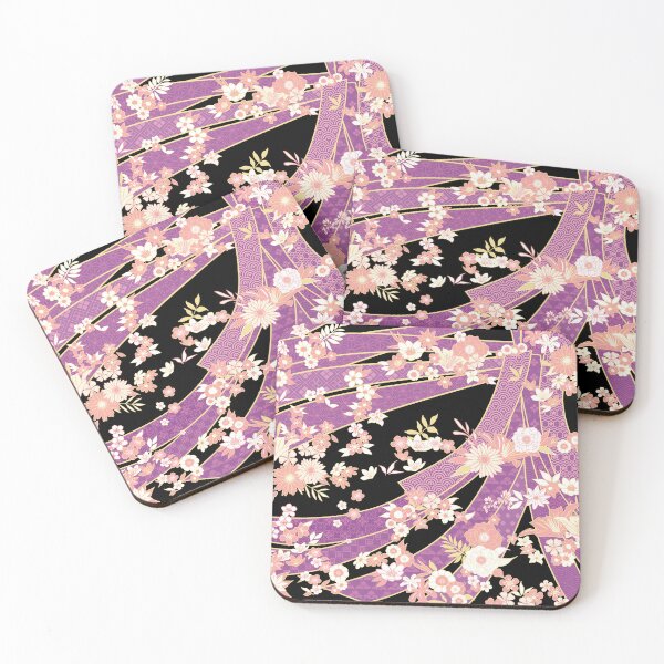 Item preview, Floral Mix Kimono Pattern Violet Pink designed and sold by urrin DESIGN.