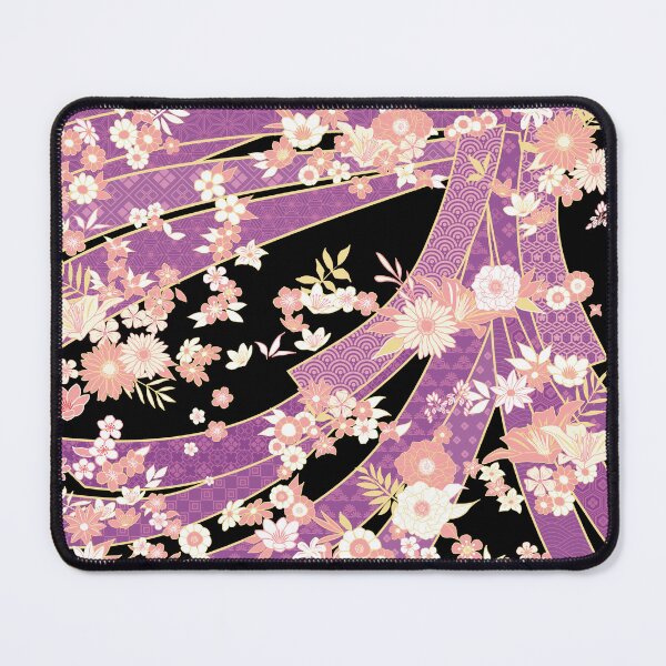 Aperçu de l'œuvre Motif Kimono Mix Floral Violet Rose créée et vendue par urrin DESIGN.