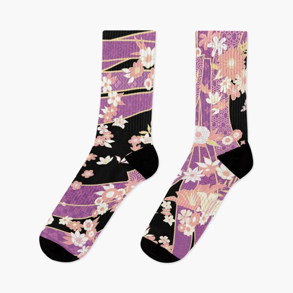 Item preview, Floral Mix Kimono Pattern Violet Pink designed and sold by urrin DESIGN.