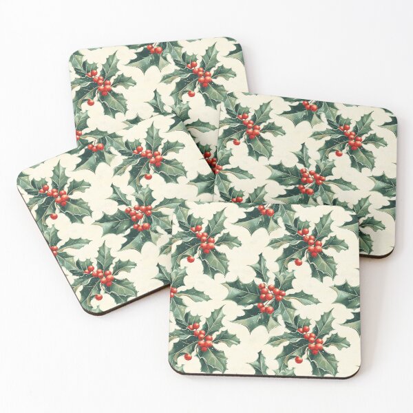 Item preview, Christmas Pattern with Holly Leaves and Red Berry designed and sold by CharmedWonders.