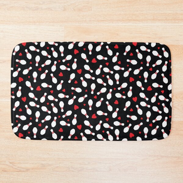 Item preview, Bowling Pins and Hearts Scattered on Black designed and sold by VintageStyle.