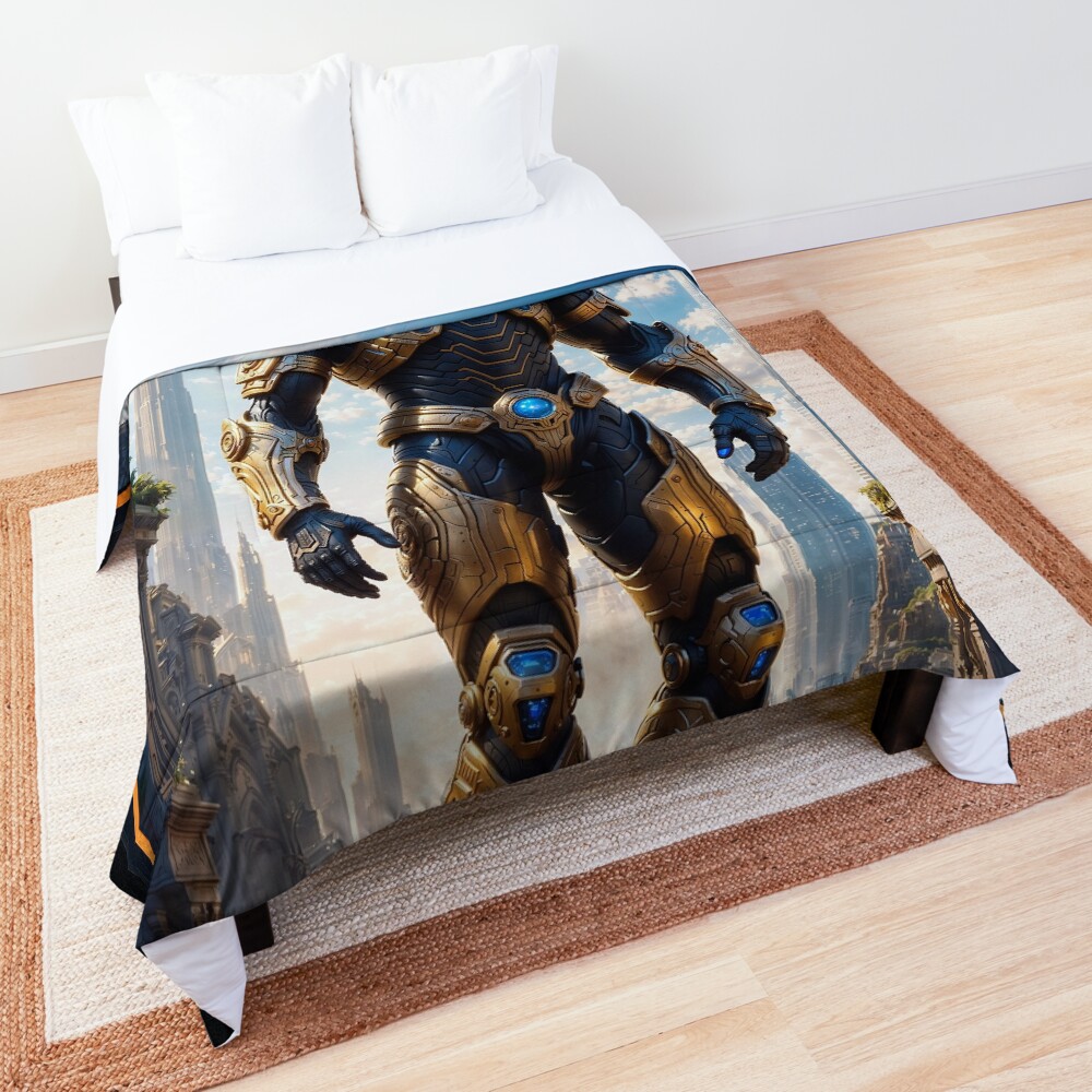 A Statue Of The Eternal Warrior Blorian Of The Pestulian Empire Breathtaking AI Concept Art by Xzendor7 Decorative Art Print Comforter