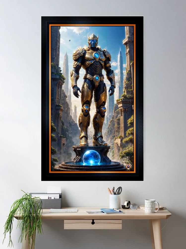 A Statue Of The Eternal Warrior Blorian Of The Pestulian Empire Breathtaking AI Concept Art by Xzendor7 Wall Decor Poster Art Print