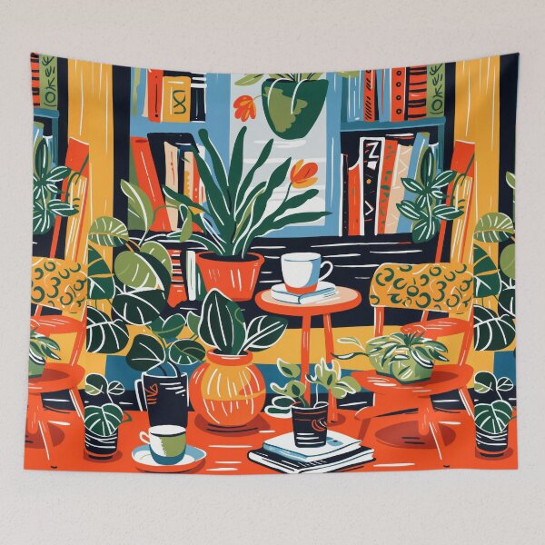 Item preview, Matisse Inspired Cozy Reading Corner with Plants - Floral Painting designed and sold by regnumsaturni.