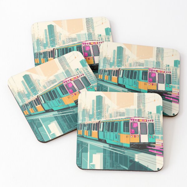 Item preview, Vibrant train zips through city designed and sold by anytka.