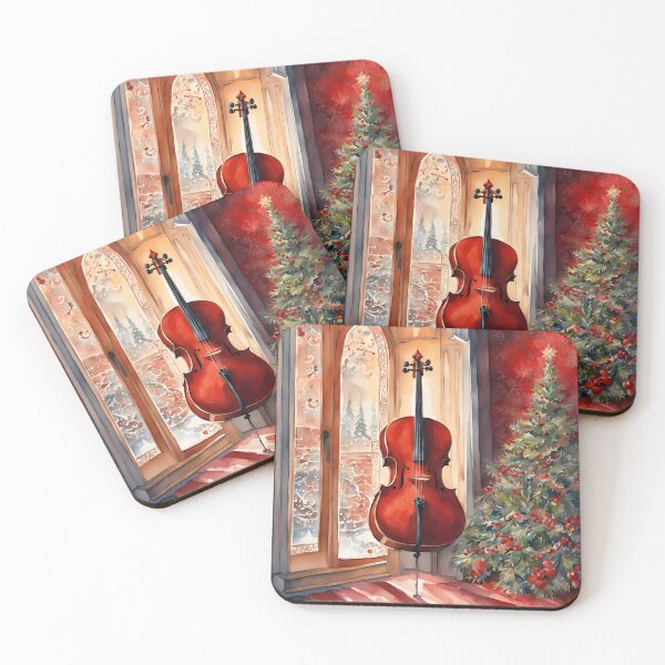Item preview, Christmas Cello, I love the cello, my cello, violin, classical, baroque music, watercolor designed and sold by KolorellaS.
