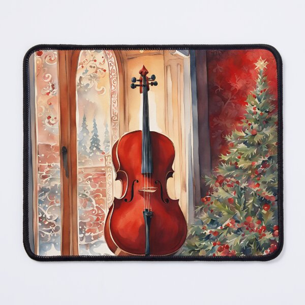 Item preview, Christmas Cello, I love the cello, my cello, violin, classical, baroque music, watercolor designed and sold by KolorellaS.