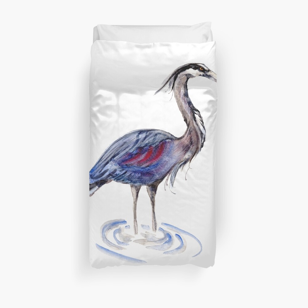 Blue Heron Bird Duvet Cover