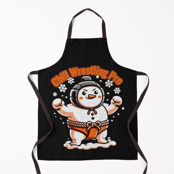 Item preview, Chill Wrestling Pro Snowman in Black Helmet and Orange Sumo Belt with Snowflakes designed and sold by SplashTastic.
