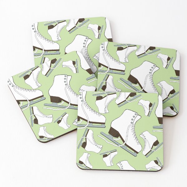 Item preview, White Figure Skates on Light Green Background designed and sold by PD-Skating.
