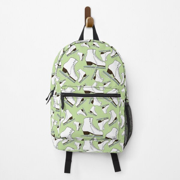 Item preview, White Figure Skates on Light Green Background designed and sold by Purposely Designed.