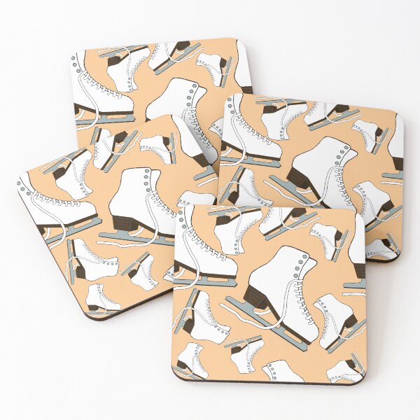 Item preview, White Figure Skates on Light Orange Background designed and sold by PD-Skating.