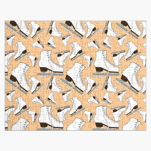 Item preview, White Figure Skates on Light Orange Background designed and sold by PD-Skating.