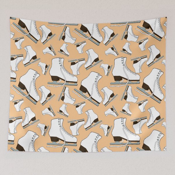 Item preview, White Figure Skates on Light Orange Background designed and sold by PD-Skating.