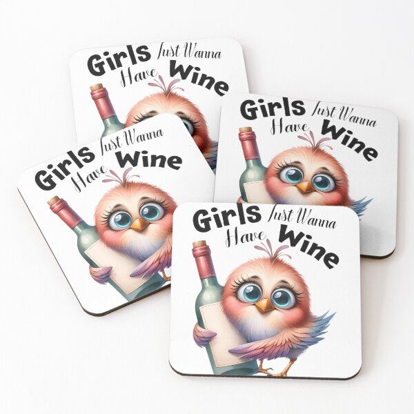 Item preview, Girls Just Wanna Have Wine – Cute Bird with Wine Bottle Design designed and sold by Colorten.