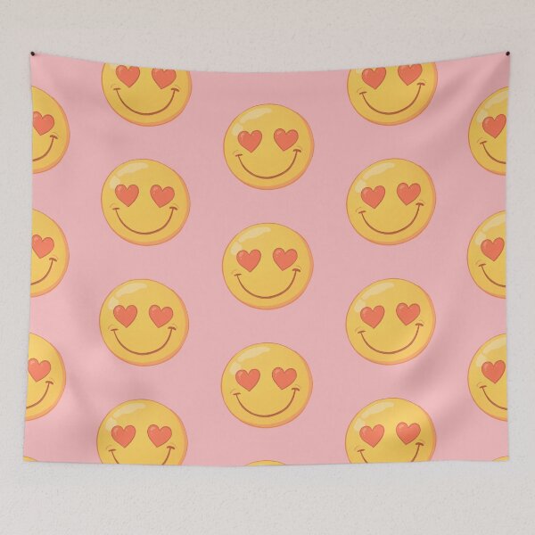 Item preview, Heart-Eyed Smiley in Pastel Pink  Comic Style Illustration designed and sold by ShroomForge.