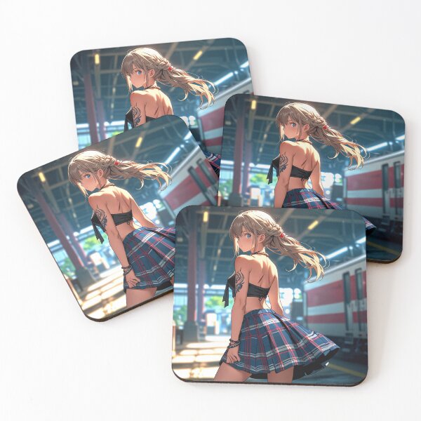 Item preview, Beautiful light haired Tattooed Anime Manga Girl in sleeveless top designed and sold by Vintage Designs +.