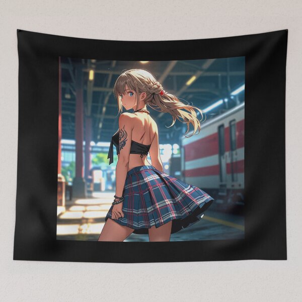 Item preview, Beautiful light haired Tattooed Anime Manga Girl in sleeveless top designed and sold by Vintage Designs +.